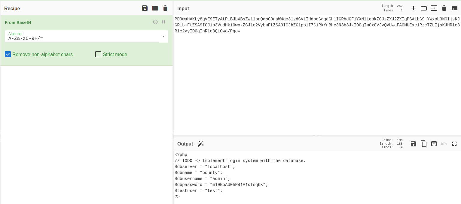 Contents of the `db.php`{: .filepath} file
