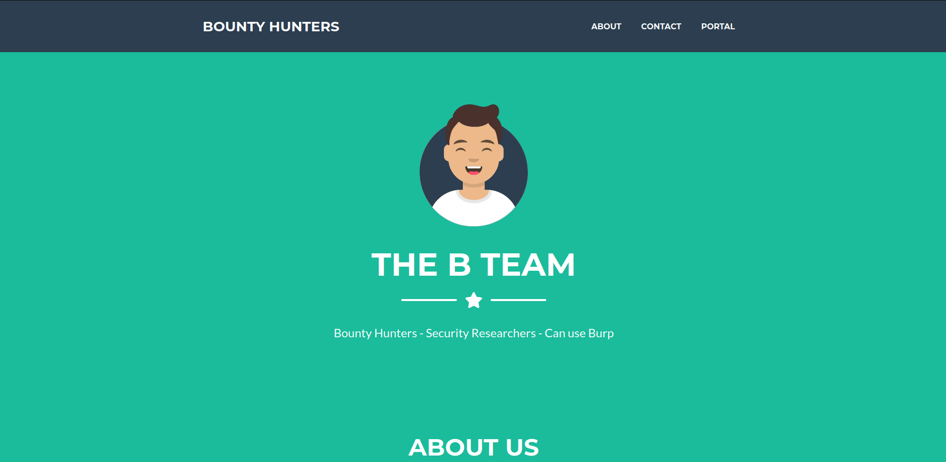 the welcome page of the application hosted on port 80