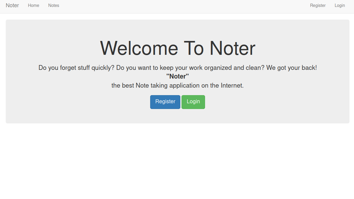 Noter landing page