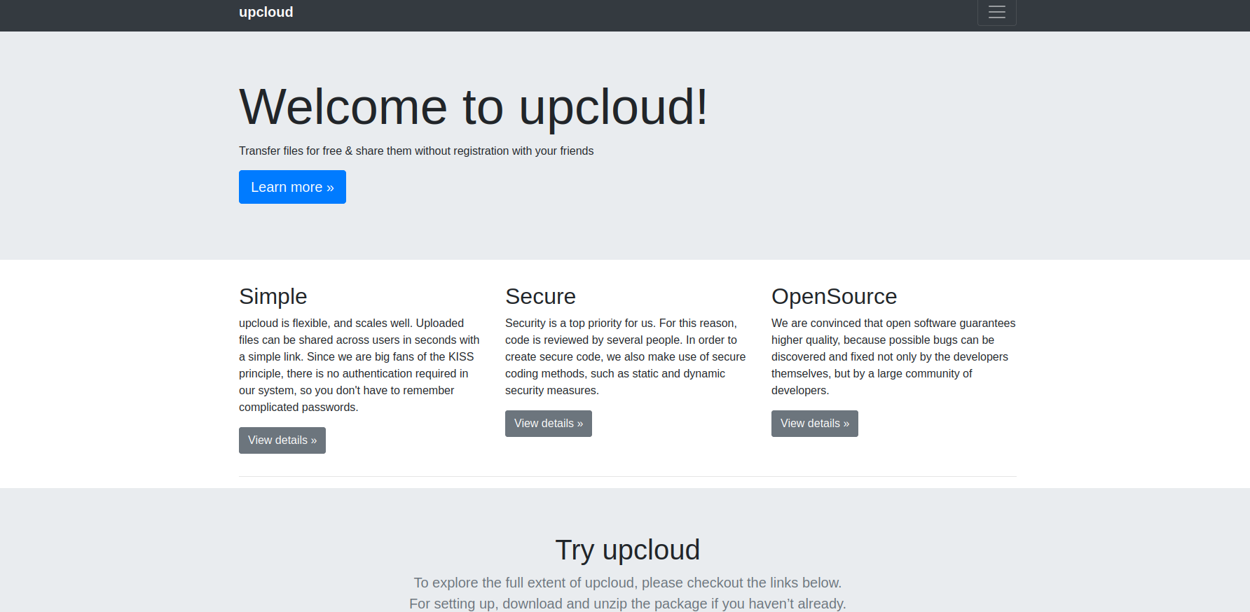 welcome page for opensource